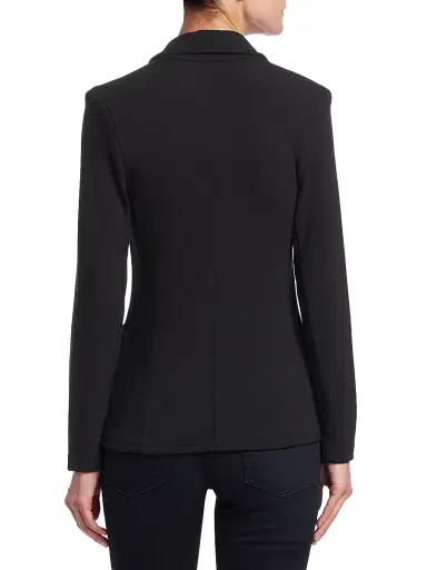 MAJESTIC FILATURES Women's French Terry Single-Button Blazer - Noir - Size Large | Thumbnail 4