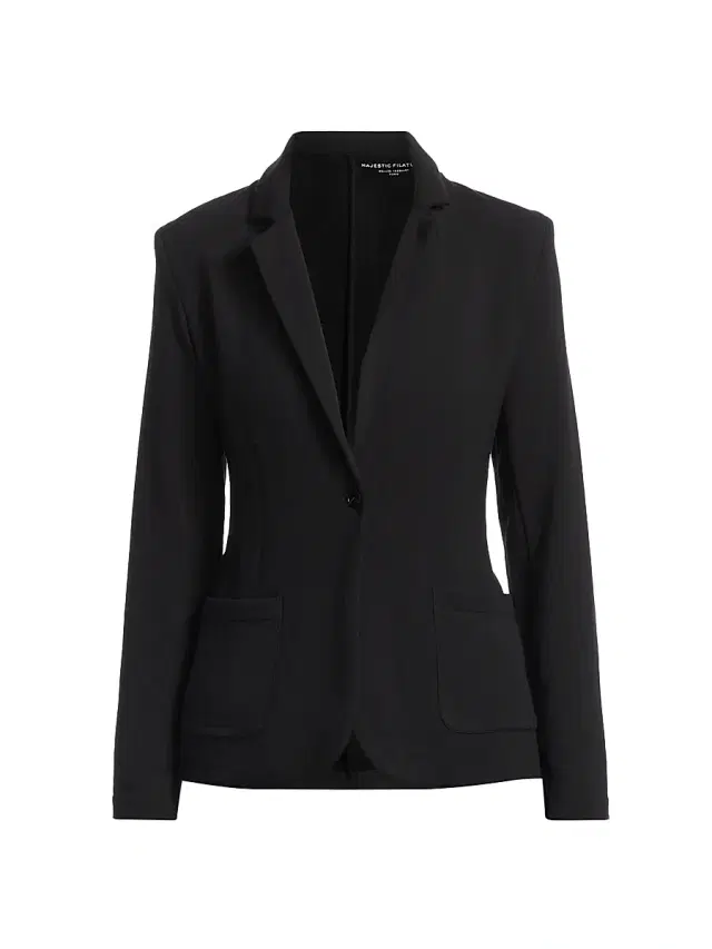 Majestic Filatures Women's French Terry Single-Button Blazer - Noir