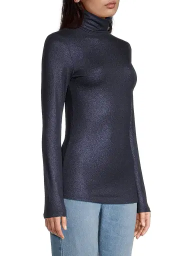 Majestic Filatures Women's Soft Touch Metallic Turtleneck - Metal Navy | Thumbnail 4 Majestic Filatures Women's Soft Touch Metallic Turtleneck - Metal Navy | Thumbnail 4