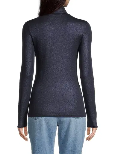 Majestic Filatures Women's Soft Touch Metallic Turtleneck - Metal Navy | Thumbnail 5 Majestic Filatures Women's Soft Touch Metallic Turtleneck - Metal Navy | Thumbnail 5