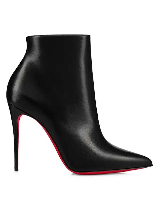 Christian Louboutin Women's So Kate 100MM Leather Booty Booties - Black