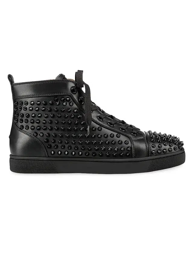 Christian Louboutin Men's Louis Spikes Sneakers - Black