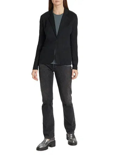 MAJESTIC FILATURES Women's Stretch Linen Blazer - Noir - Size Large | Thumbnail 2