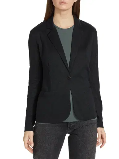 MAJESTIC FILATURES Women's Stretch Linen Blazer - Noir - Size Large | Thumbnail 3