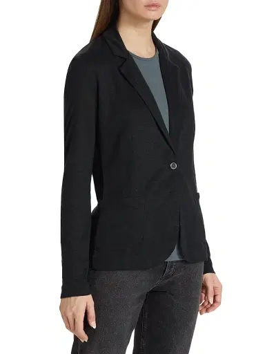 MAJESTIC FILATURES Women's Stretch Linen Blazer - Noir - Size Large | Thumbnail 4