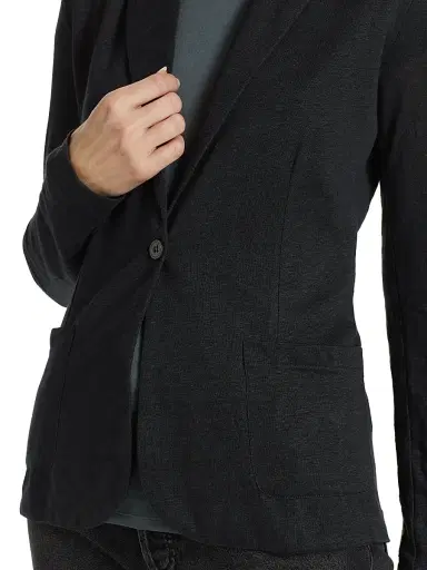 MAJESTIC FILATURES Women's Stretch Linen Blazer - Noir - Size Large | Thumbnail 6