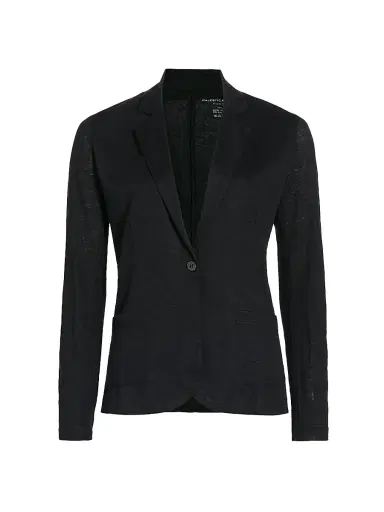 MAJESTIC FILATURES Women's Stretch Linen Blazer - Noir - Size Large | Thumbnail 1