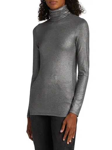 Majestic Filatures Women's Soft Touch Metallic Turtleneck Top - Anthracite | Thumbnail 4 Majestic Filatures Women's Soft Touch Metallic Turtleneck Top - Anthracite | Thumbnail 4