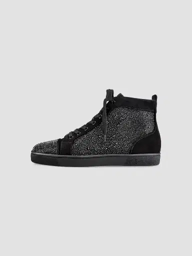 Christian Louboutin Men's Louis Strass High-Top Sneakers - Black - Size 12 | Thumbnail 2
