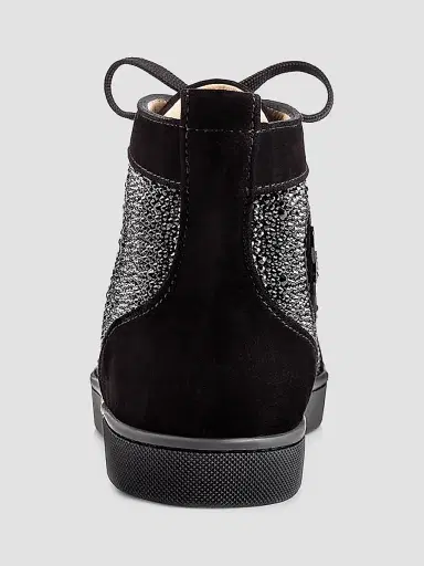 Christian Louboutin Men's Louis Strass High-Top Sneakers - Black - Size 12 | Thumbnail 3