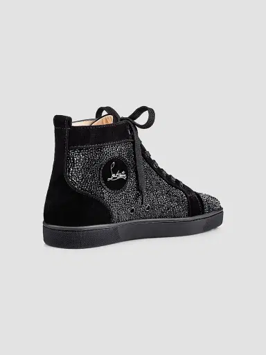 Christian Louboutin Men's Louis Strass High-Top Sneakers - Black - Size 12 | Thumbnail 4