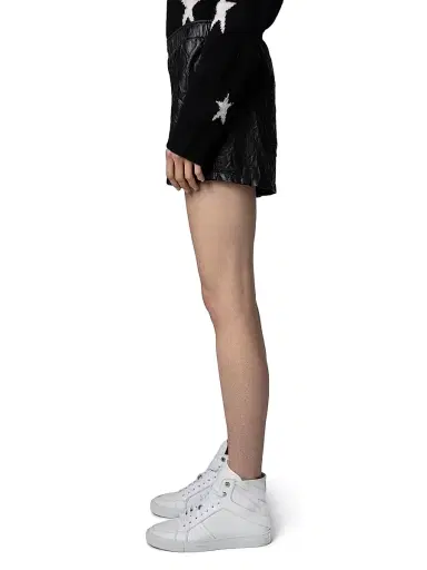 Zadig & Voltaire Women's Crinkled Leather Pax Shorts - Noir - Size XL | Thumbnail 3