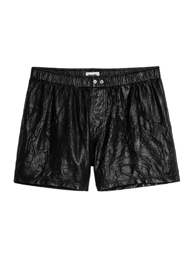 Zadig & Voltaire Women's Crinkled Leather Pax Shorts - Noir - Size XL | Thumbnail 1