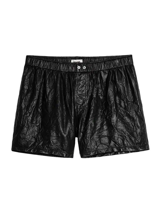 Zadig & Voltaire Women's Crinkled Leather Pax Shorts - Noir - Size XL