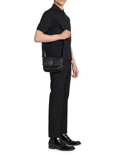 Saint Laurent Men's Niki Small Messenger Bag in Grained Lambskin - Black | Thumbnail 2 Saint Laurent Men's Niki Small Messenger Bag in Grained Lambskin - Black | Thumbnail 2