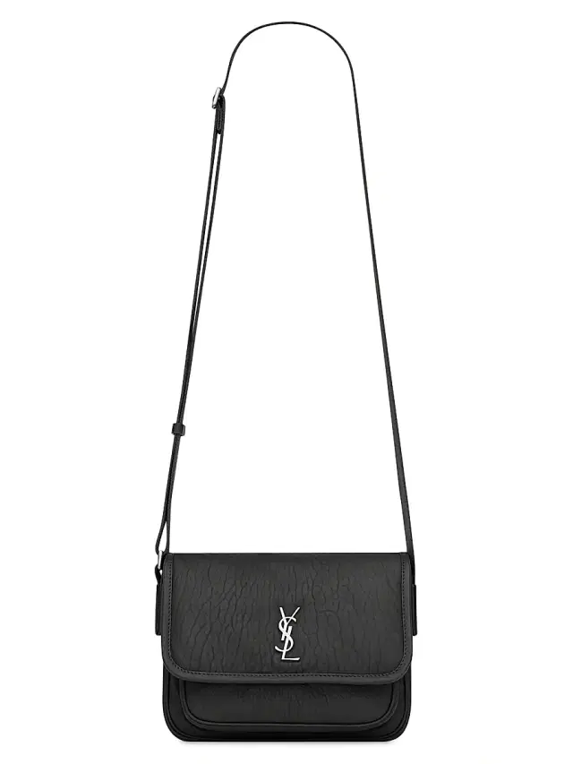 Saint Laurent Men's Niki  Messenger Bag in Grained Lambskin - Black