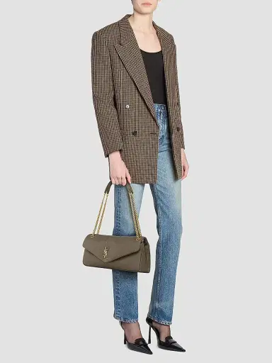 Saint Laurent Women's Calypso Shoulder Bag in Grained Lambskin - Light Musk | Thumbnail 2
