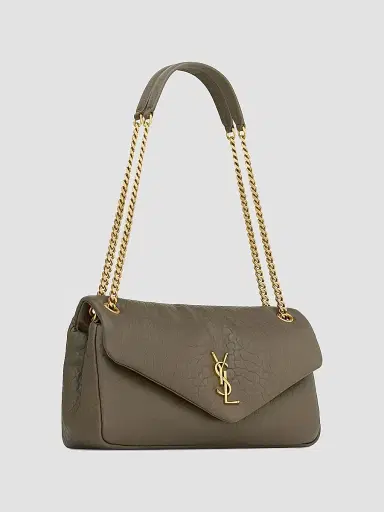 Saint Laurent Women's Calypso Shoulder Bag in Grained Lambskin - Light Musk | Thumbnail 4