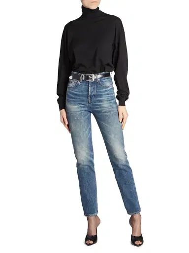 Saint Laurent Women's Folk Buckle Belt in Smooth Leather - Black - Size XXS | Thumbnail 3 Saint Laurent Women's Folk Buckle Belt in Smooth Leather - Black - Size XXS | Thumbnail 3