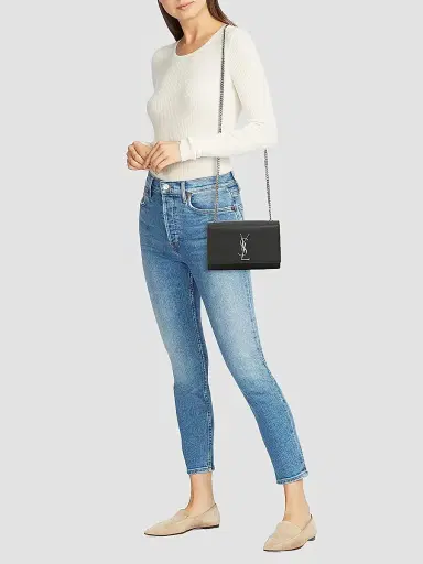 Saint Laurent Women's Kate Small Chain Crossbody Bag in Grain De Poudre Embossed Leather | Thumbnail 2 Saint Laurent Women's Kate Small Chain Crossbody Bag in Grain De Poudre Embossed Leather | Thumbnail 2
