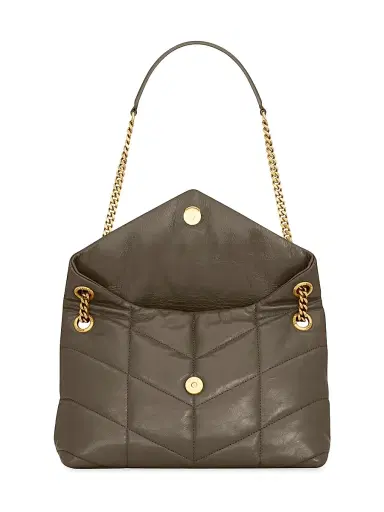 Saint Laurent Women's Puffer in Quilted Crinkled Leather - Light Musk | Thumbnail 3 Saint Laurent Women's Puffer in Quilted Crinkled Leather - Light Musk | Thumbnail 3