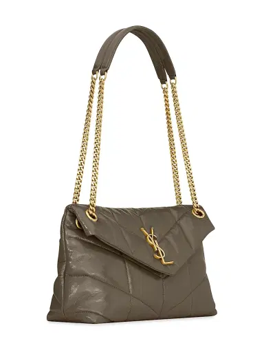 Saint Laurent Women's Puffer in Quilted Crinkled Leather - Light Musk | Thumbnail 5 Saint Laurent Women's Puffer in Quilted Crinkled Leather - Light Musk | Thumbnail 5