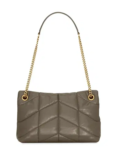 Saint Laurent Women's Puffer in Quilted Crinkled Leather - Light Musk | Thumbnail 6 Saint Laurent Women's Puffer in Quilted Crinkled Leather - Light Musk | Thumbnail 6