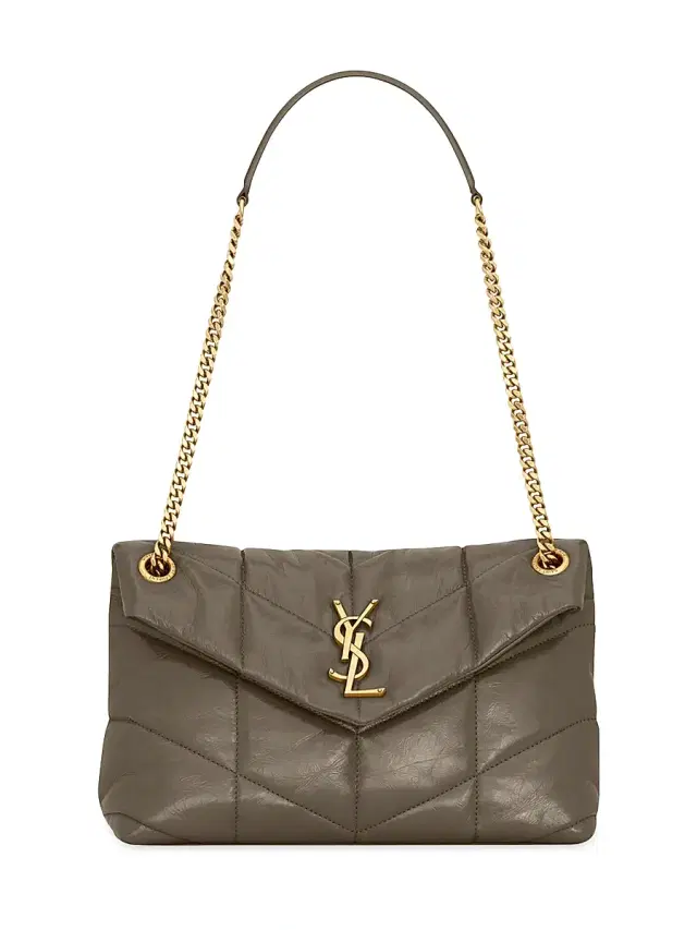 Women's Puffer  in Quilted Crinkled Leather - Light Musk
