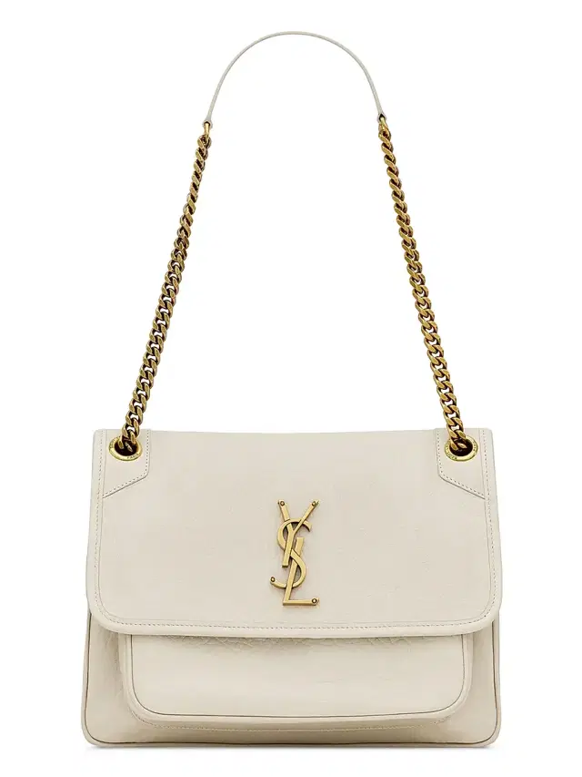 Women's Niki  Shoulder Bag in Grained Lambskin - Blanc Vintage