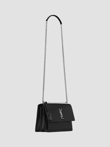 Saint Laurent Women's Sunset Medium in Smooth Leather - Black | Thumbnail 7