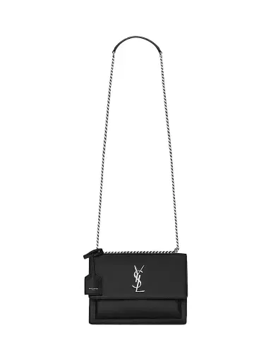 Saint Laurent Women's Sunset Medium in Smooth Leather - Black | Thumbnail 1