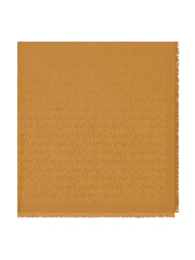 Saint Laurent Women's Monogram Large Square Scarf in Silk and Wool Jacquard | Thumbnail 1 Saint Laurent Women's Monogram Large Square Scarf in Silk and Wool Jacquard | Thumbnail 1