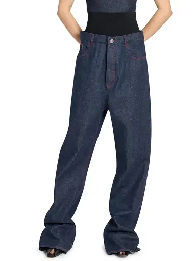 ALAIA Women's Banded Baggy Wide-Leg Jeans - Bleu Denim | Thumbnail 3