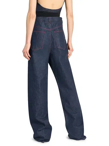 ALAIA Women's Banded Baggy Wide-Leg Jeans - Bleu Denim | Thumbnail 5
