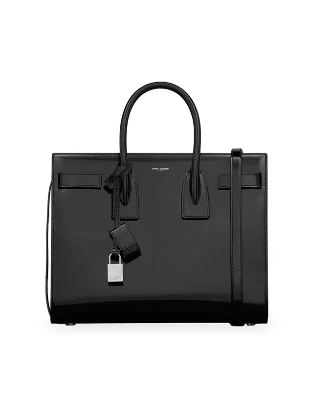Women's Sac De Jour  Top Handle Bag In Shiny Leather - Black