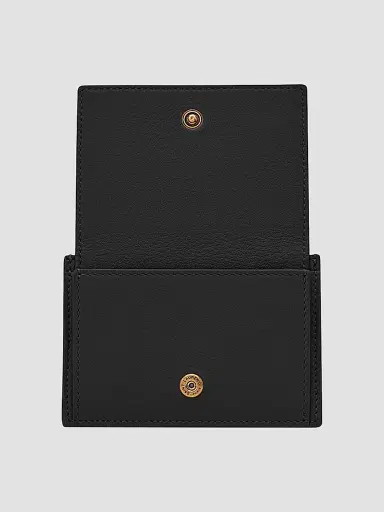 Saint Laurent Women's Tiny Cassandre Card Case in Grained Leather - Black | Thumbnail 2 Saint Laurent Women's Tiny Cassandre Card Case in Grained Leather - Black | Thumbnail 2