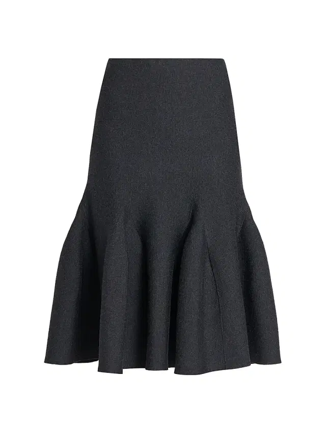 Women's Sculptural Wool Midi-Skirt - Ebene