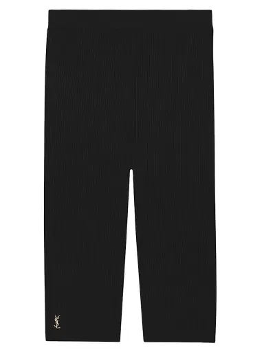 Saint Laurent Women's Rider Shorts in Ribbed Knit - Black | Thumbnail 1