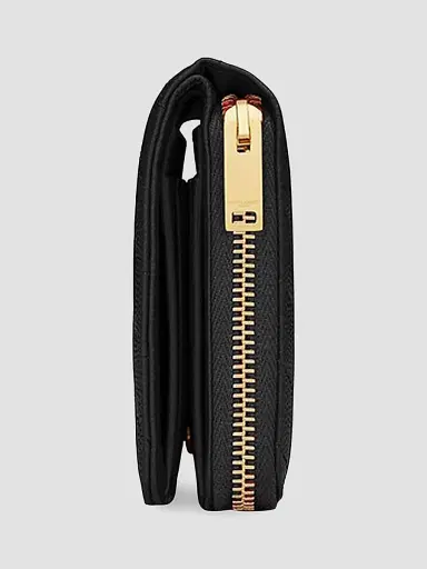 Saint Laurent Women's Cassandre Matelassé Compact Zip Around Wallet in Grain De Poudre Embossed Leather | Thumbnail 3