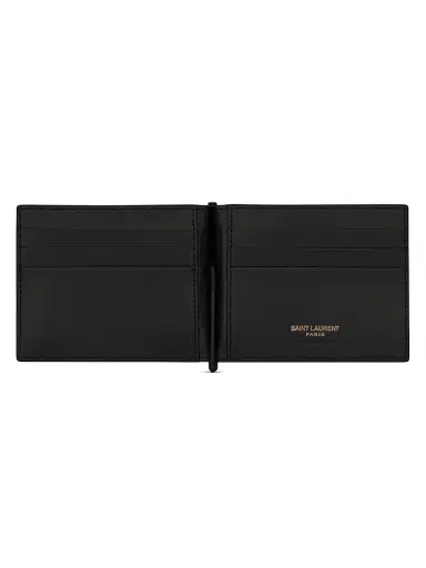 Saint Laurent Men's Tiny Cassandre Bill Clip Wallet In Matte Leather - Black | Thumbnail 4 Saint Laurent Men's Tiny Cassandre Bill Clip Wallet In Matte Leather - Black | Thumbnail 4