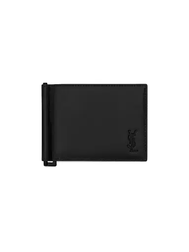 Saint Laurent Men's Tiny Cassandre Bill Clip Wallet In Matte Leather - Black | Thumbnail 1 Saint Laurent Men's Tiny Cassandre Bill Clip Wallet In Matte Leather - Black | Thumbnail 1