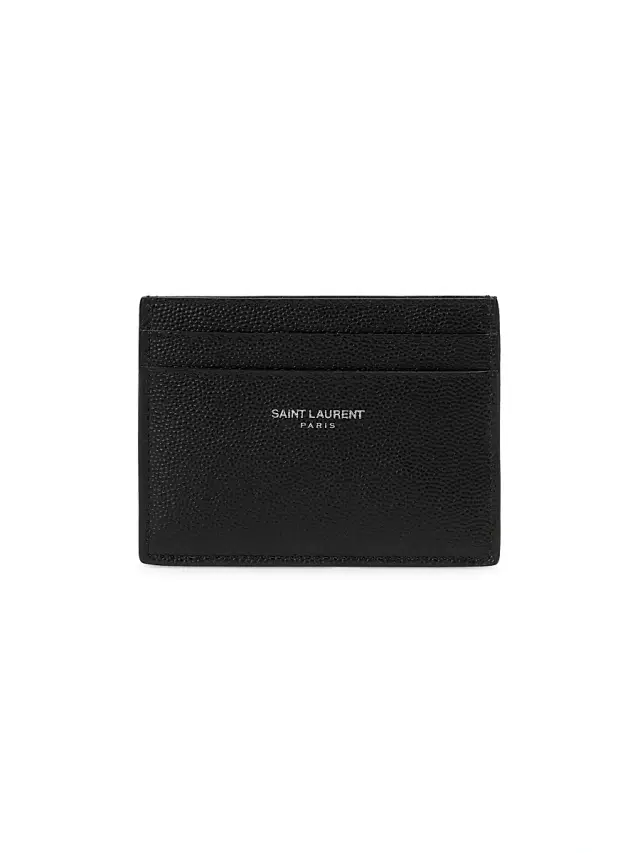 Saint Laurent Men's Grain Leather Card Case - Black