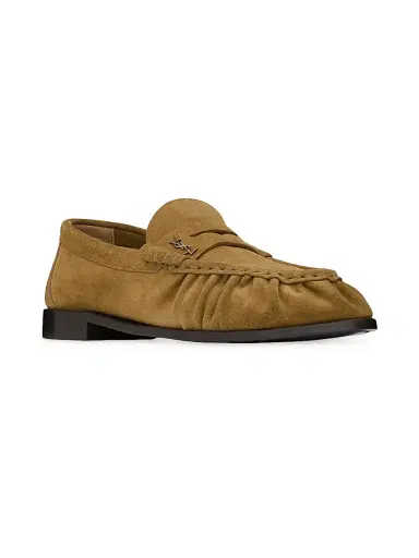 Saint Laurent Women's Le Loafers Supple in Suede - Cognac | Thumbnail 2