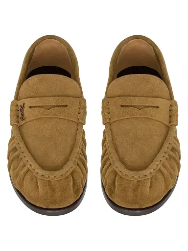 Saint Laurent Women's Le Loafers Supple in Suede - Cognac | Thumbnail 3