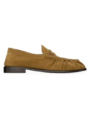 Saint Laurent Women's Le Loafers Supple in Suede - Cognac | Thumbnail 1