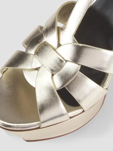 Saint Laurent Women's Tribute Metallic Leather Sandals - Platino - Size 12 | Thumbnail 6 Saint Laurent Women's Tribute Metallic Leather Sandals - Platino - Size 12 | Thumbnail 6