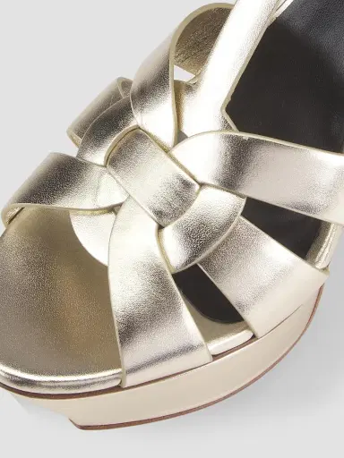 Saint Laurent Women's Tribute Metallic Leather Sandals - Platino - Size 12 | Thumbnail 7 Saint Laurent Women's Tribute Metallic Leather Sandals - Platino - Size 12 | Thumbnail 7