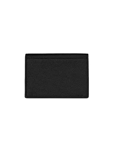Saint Laurent Men's Business Card Holder with Flap in Grain De Poudre-Embossed Leather - Black | Thumbnail 2