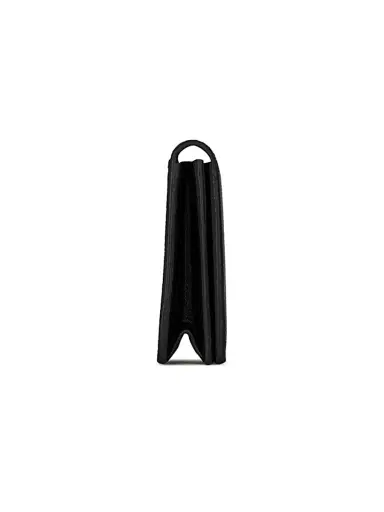 Saint Laurent Men's Business Card Holder with Flap in Grain De Poudre-Embossed Leather - Black | Thumbnail 3