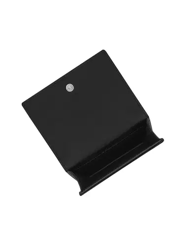 Saint Laurent Men's Business Card Holder with Flap in Grain De Poudre-Embossed Leather - Black | Thumbnail 5